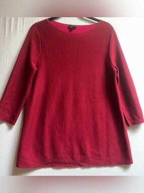 COS Crimson Red Wool Blend Crewneck 3/4 Sleeve Knit Sweater Size M